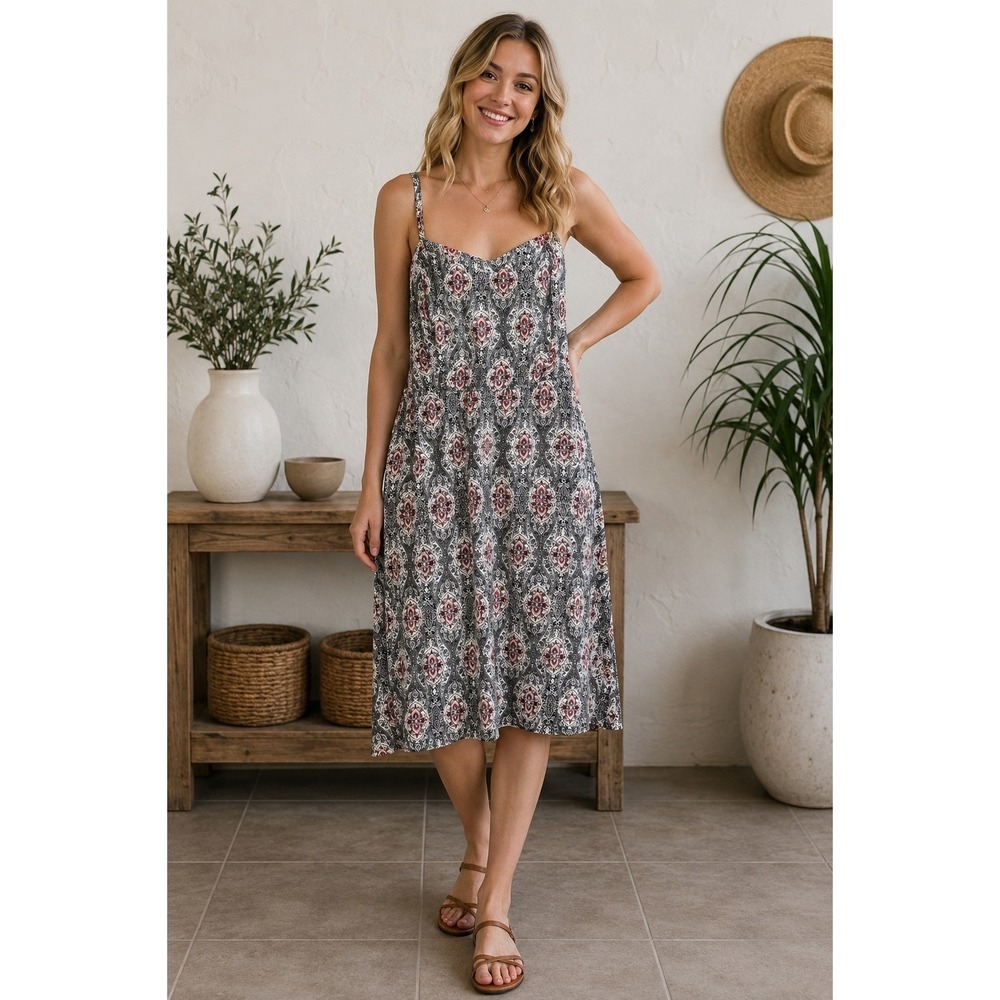 Torrid Damask Print Challis Tank Dress plus Size 2 Smocked Boho Cottagecore